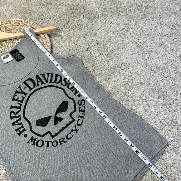 Harley Davidson Motorcycles Women’s Ribbed Ultra Classic Skull Tank Top Gray XL - Picture 9 of 10
